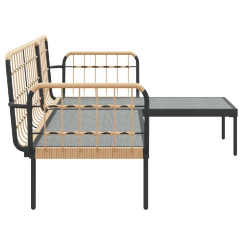 3-Piece Garden Lounge Set with Dark Grey Cushions Poly Rattan Wicker Outdoor Patio Furniture - Image 7