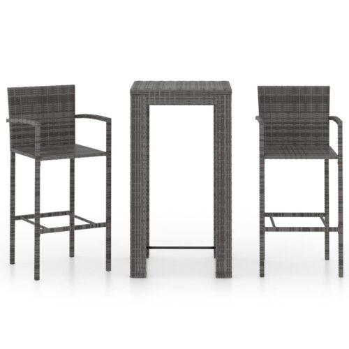 3-Piece Outdoor Bar Set Garden Patio Dining Bistro Stools Chairs Table Rattan