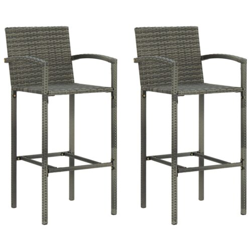 3-Piece Outdoor Bar Set Garden Patio Dining Bistro Stools Chairs Table Rattan - Image 3