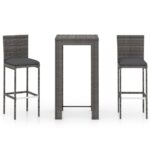 3-Piece Outdoor Bar Set Garden Patio Dining Bistro Stools Chairs Table Rattan