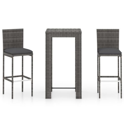 3-Piece Outdoor Bar Set Garden Patio Dining Bistro Stools Chairs Table Rattan