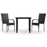 3-Piece Outdoor Dining Set Black
