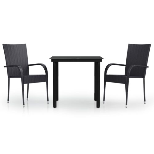 3-Piece Outdoor Dining Set Black