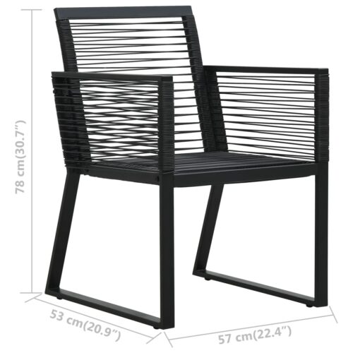 3-Piece Outdoor Dining Set PVC Rattan Black - Image 11