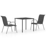 3-Piece Outdoor Dining Set Steel Anthracite