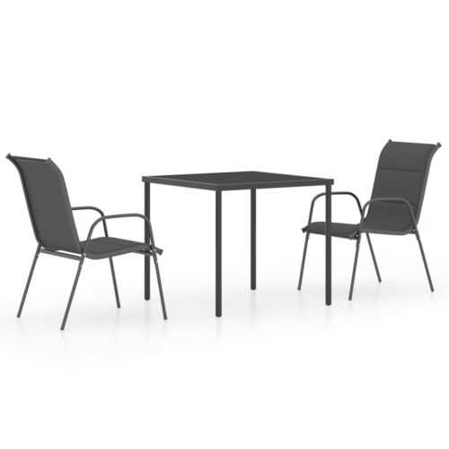3-Piece Outdoor Dining Set Steel Anthracite