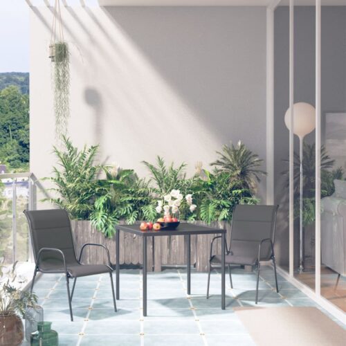 3-Piece Outdoor Dining Set Steel Anthracite - Image 2