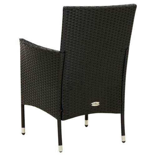 3-Piece Outdoor Dining Set with Cushions Garden Patio Chairs Table Rattan Black - Image 6