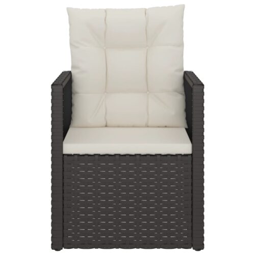 3-Piece Outdoor Lounge Set with Cushions Poly Rattan Wicker Outdoor Patio Furniture Black - Image 4