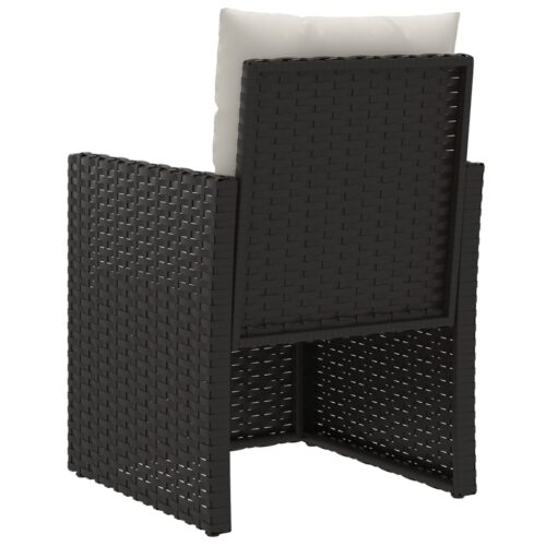 3-Piece Outdoor Lounge Set with Cushions Poly Rattan Wicker Outdoor Patio Furniture Black - Image 6