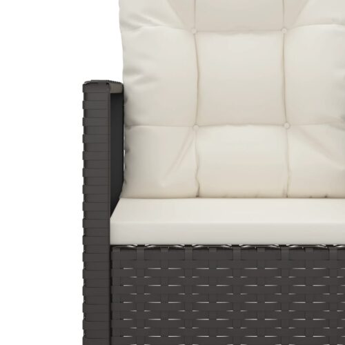3-Piece Outdoor Lounge Set with Cushions Poly Rattan Wicker Outdoor Patio Furniture Black - Image 7