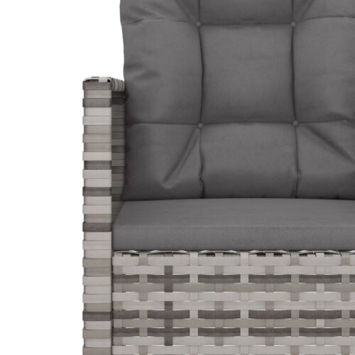 3-Piece Outdoor Lounge Set with Cushions Poly Rattan Wicker Outdoor Patio Furniture Grey - Image 5