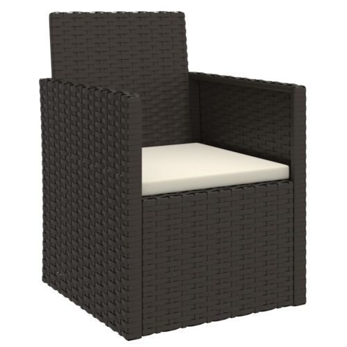3-Piece Outdoor Sofa Set with Cushions Black Poly Rattan Wicker Outdoor Patio Furniture - Image 3