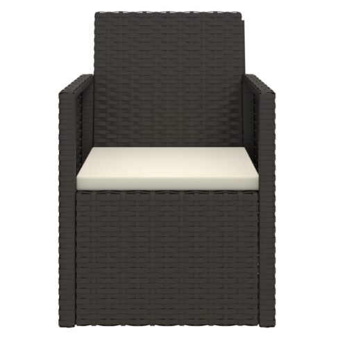 3-Piece Outdoor Sofa Set with Cushions Black Poly Rattan Wicker Outdoor Patio Furniture - Image 4