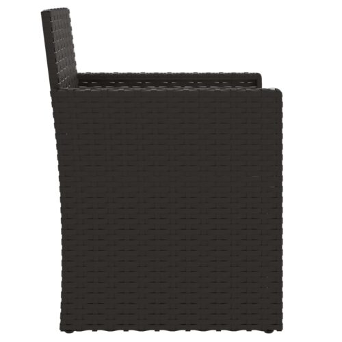 3-Piece Outdoor Sofa Set with Cushions Black Poly Rattan Wicker Outdoor Patio Furniture - Image 5