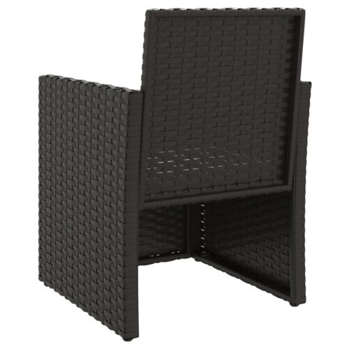 3-Piece Outdoor Sofa Set with Cushions Black Poly Rattan Wicker Outdoor Patio Furniture - Image 6