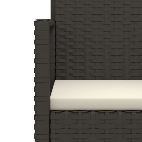 3-Piece Outdoor Sofa Set with Cushions Black Poly Rattan Wicker Outdoor Patio Furniture - Image 10