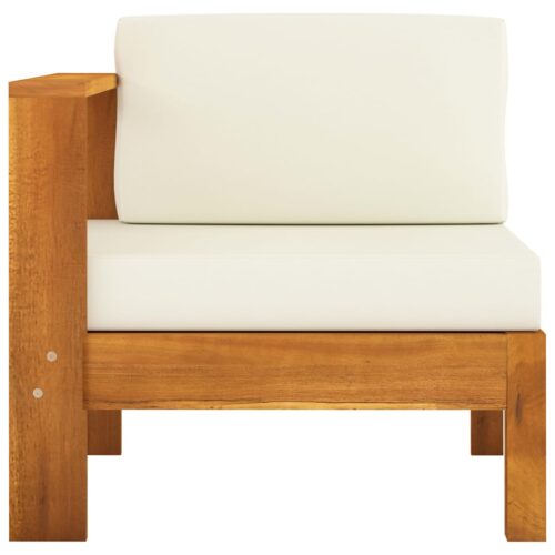 3-Seater Garden Sofa with Cream White Cushions Acacia Wood Timber Outdoor Patio Furniture - Image 4
