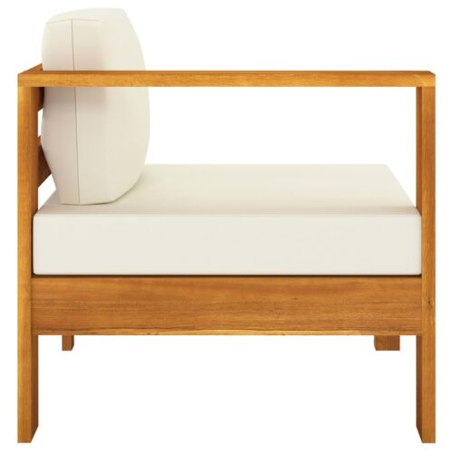 3-Seater Garden Sofa with Cream White Cushions Acacia Wood Timber Outdoor Patio Furniture - Image 5