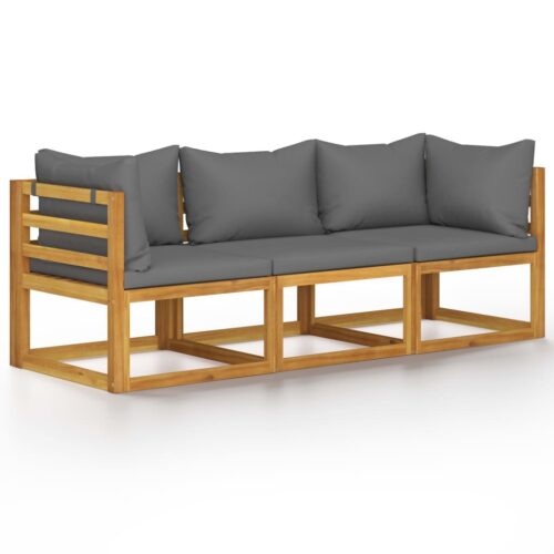 3-Seater Garden Sofa with Cushion Acacia Wood Timber Outdoor Patio Furniture