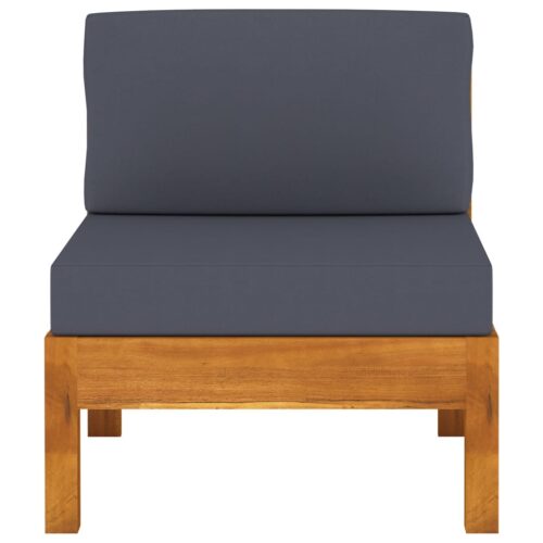 3-Seater Garden Sofa with Dark Grey Cushions Acacia Wood - Image 4