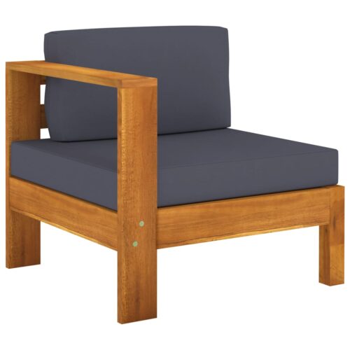 3-Seater Garden Sofa with Dark Grey Cushions Acacia Wood - Image 6