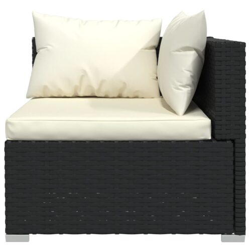 3-Seater Sofa with Cushions Black Poly Rattan Wicker Outdoor Patio Furniture - Image 6