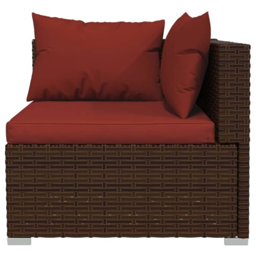3-Seater Sofa with Cushions Brown Poly Rattan Wicker Outdoor Patio Furniture - Image 6
