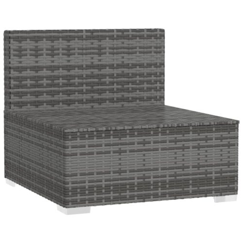 3-Seater Sofa with Cushions Grey Poly Rattan Wicker Outdoor Patio Furniture - Image 4