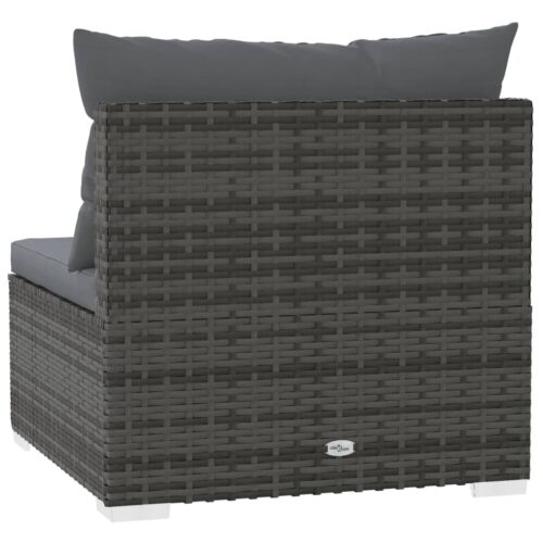 3-Seater Sofa with Cushions Grey Poly Rattan Wicker Outdoor Patio Furniture - Image 6