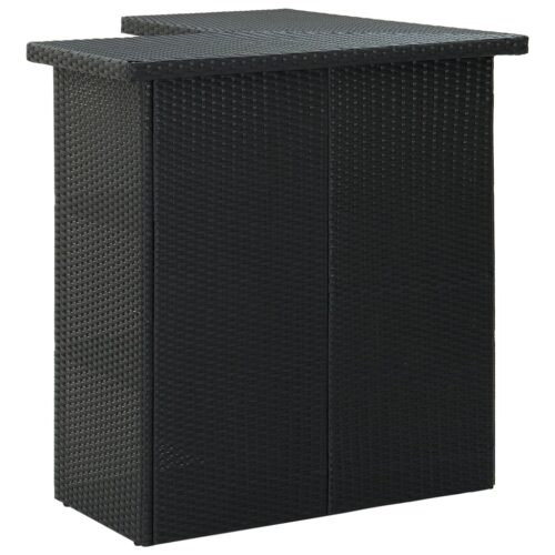 4-Piece Garden Bar Set with Cushions Poly Rattan Wicker Outdoor Patio Furniture Black - Image 5