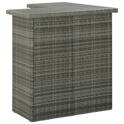 4-Piece Garden Bar Set with Cushions Poly Rattan Wicker Outdoor Patio Furniture Grey - Image 4