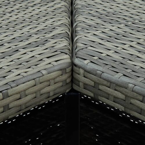 4-Piece Garden Bar Set with Cushions Poly Rattan Wicker Outdoor Patio Furniture Grey - Image 6