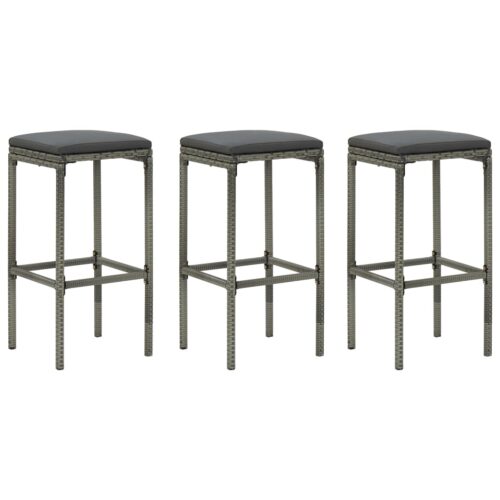 4-Piece Garden Bar Set with Cushions Poly Rattan Wicker Outdoor Patio Furniture Grey - Image 7