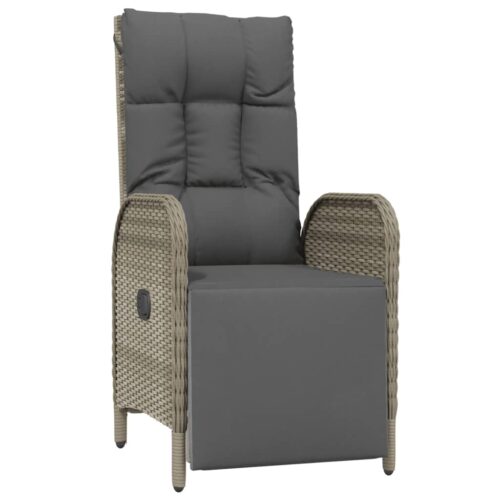 4-Piece Garden Dining Set with Cushions Grey Poly Rattan Wicker Outdoor Patio Furniture - Image 4