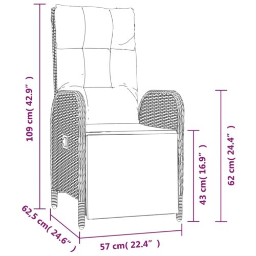 4-Piece Garden Dining Set with Cushions Grey Poly Rattan Wicker Outdoor Patio Furniture - Image 10