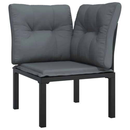 4-Piece Garden Lounge Set Black Grey Poly Rattan Wicker Outdoor Patio Furniture - Image 4