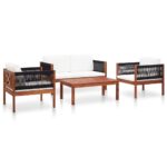 4-Piece Garden Lounge Set Acacia Wood Timber Outdoor Patio Furniture