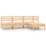 4-Piece Garden Lounge Set Pine Wood Outdoor Patio Furniture