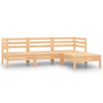 4-Piece Garden Lounge Set Pine Wood Outdoor Patio Furniture