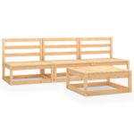 4-Piece Garden Lounge Set Pine Wood Outdoor Patio Furniture