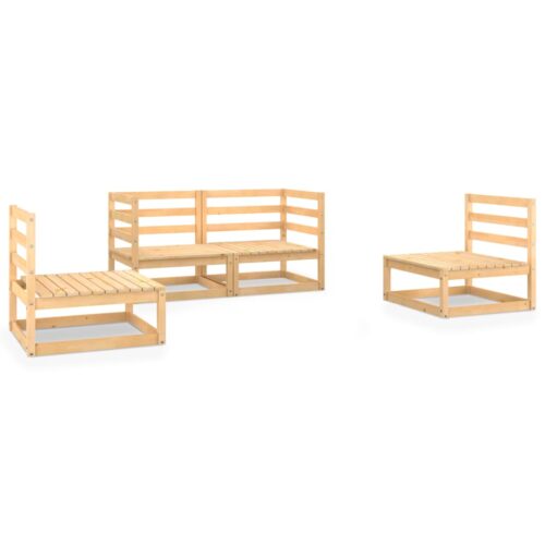 4-Piece Garden Lounge Set Pine Wood Outdoor Patio Furniture
