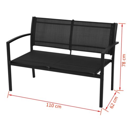 4-Piece Garden Lounge Set Textilene Black - Image 8