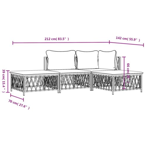 4-Piece Garden Lounge Set with Cushions Anthracite Steel - Image 9