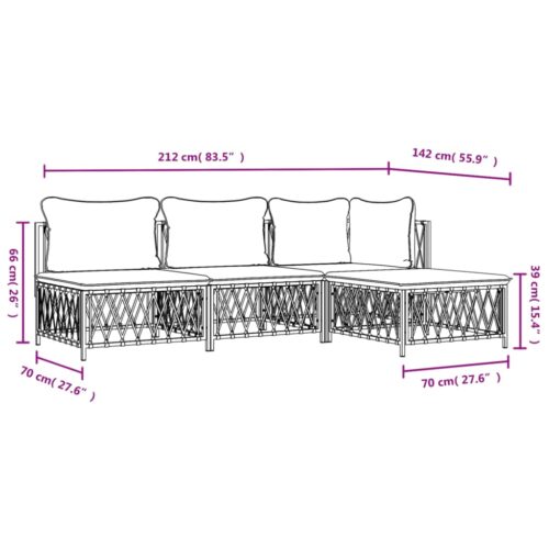 4-Piece Garden Lounge Set with Cushions Anthracite Steel - Image 9