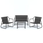 4-Piece Garden Lounge Set with Cushions Anthracite Steel