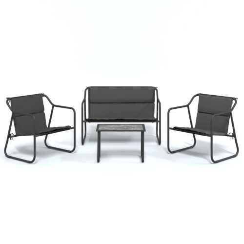 4-Piece Garden Lounge Set with Cushions Anthracite Steel