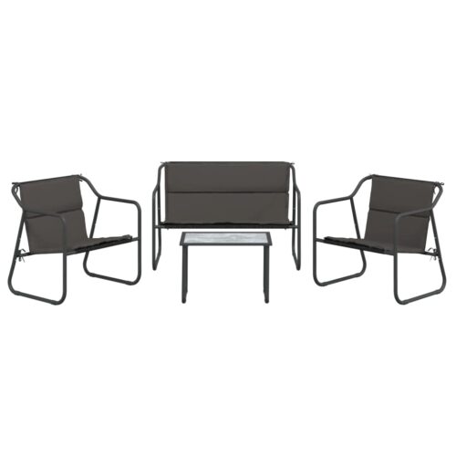 4-Piece Garden Lounge Set with Cushions Anthracite Steel - Image 3