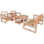 4-Piece Garden Lounge Set with Cushions Bamboo