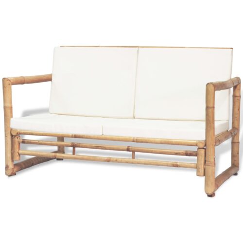 4-Piece Garden Lounge Set with Cushions Bamboo - Image 3